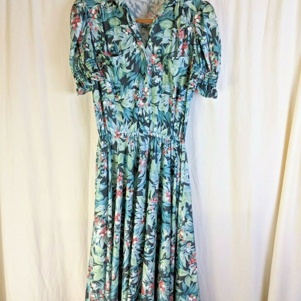 Vintage A-line fit n flare Dress w Balloon Sleeves